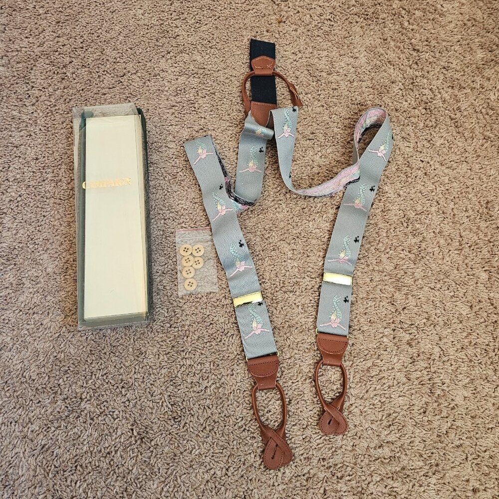 NIB Vintage Campaign Nordstrom Suspenders Old Stock Gray Mermaid Retro Unisex - Picture 3 of 9